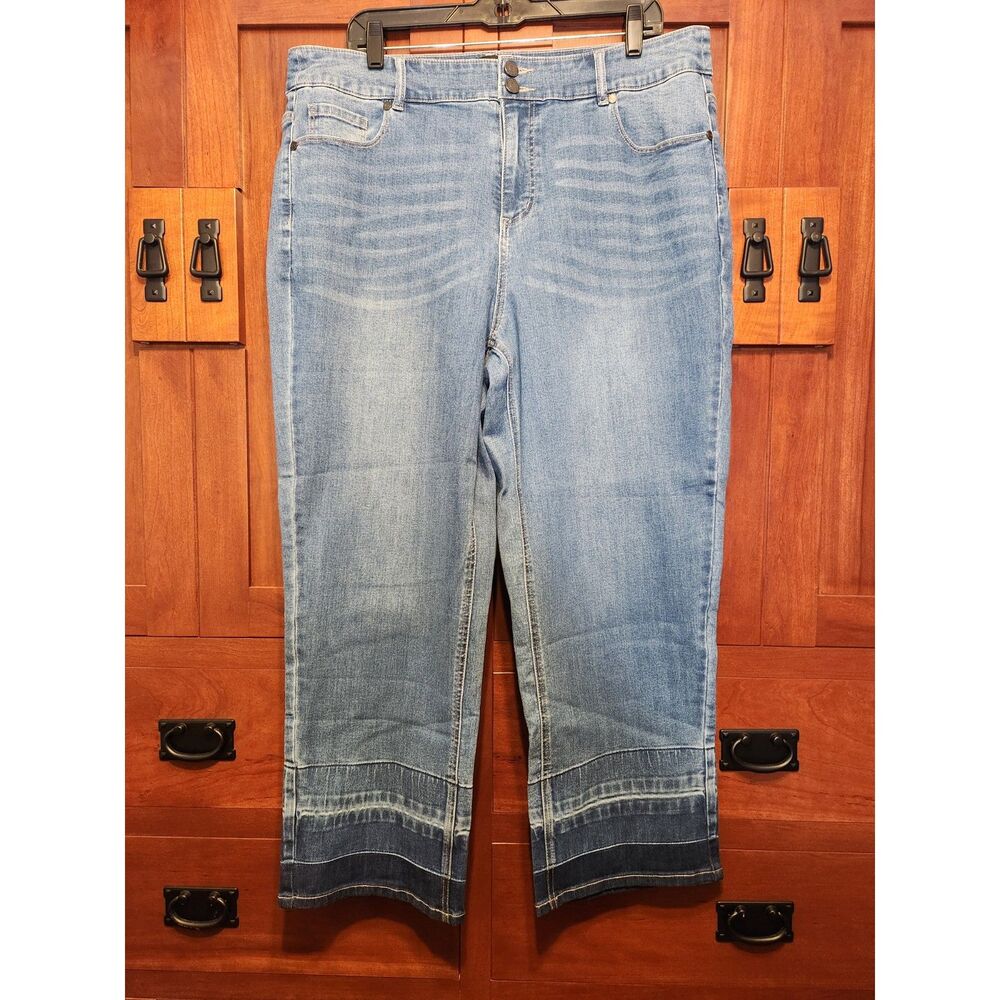 Susan Graver Blue Jeans Full Leg Decorative Cuff Women's Size 18W  NWT!